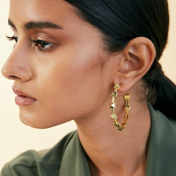 isharya Ayaana Pyramid Stud Hoops Earrings
