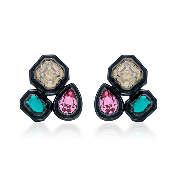 Isharya Banger Trio Studs Earrings Multi
