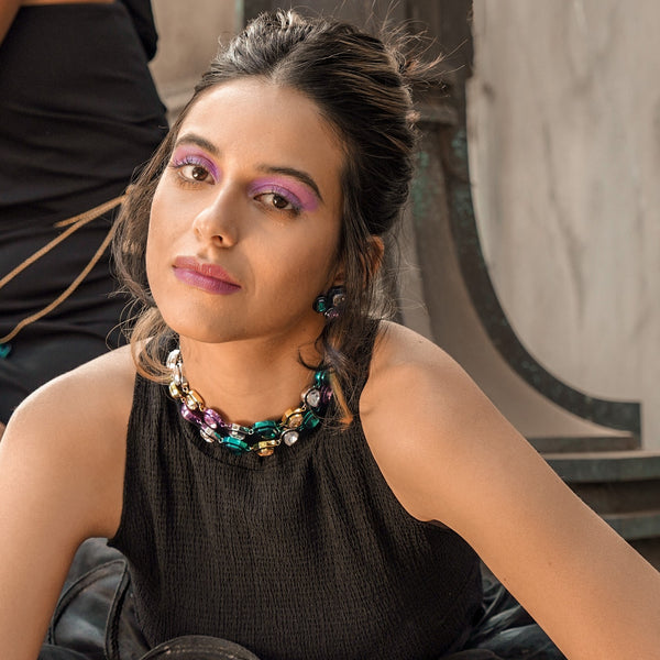 Isharya Banger Trio Studs Earrings Multi