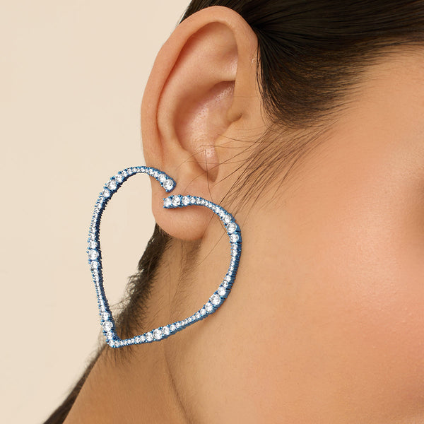 Isharya Big Blue Heart Hoops Earrings Blue