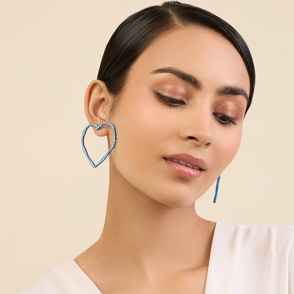 Isharya Big Blue Heart Hoops Earrings Blue