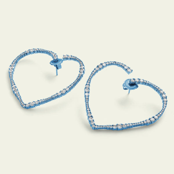 Isharya Big Blue Heart Hoops Earrings Blue