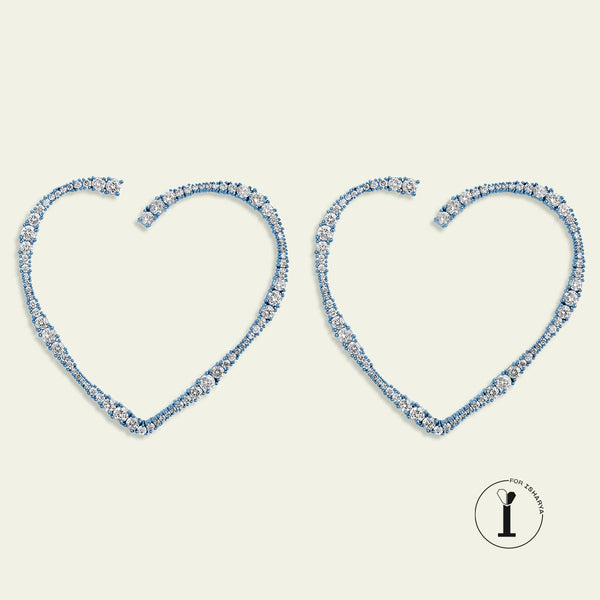 isharya Big Blue Heart Hoops Earrings Blue