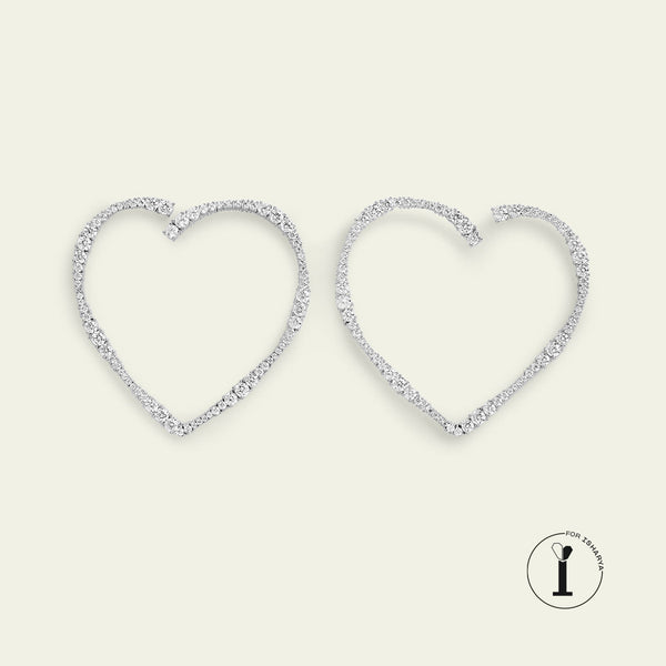 isharya Big Heart Hoops Earrings Silver
