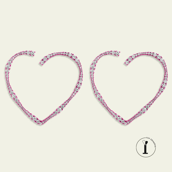 isharya Big Pink Heart Hoops Earrings Pink