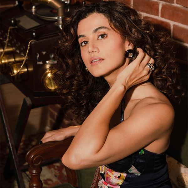 isharya Black Resin Crystal Studs