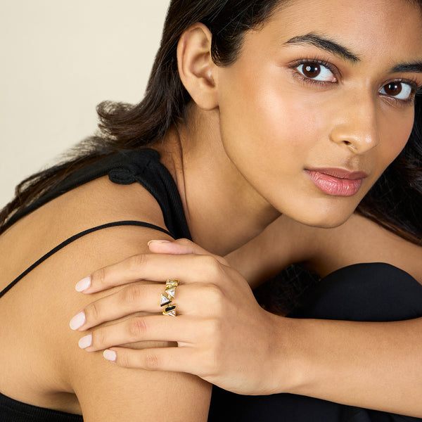 Isharya Black Triangles Infinity Ring Rings