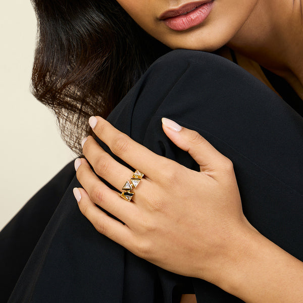 isharya Black Triangles Infinity Ring Rings