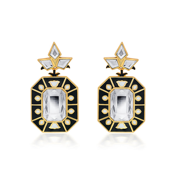 Isharya Blaze Crystal Enamel Earrings Earrings