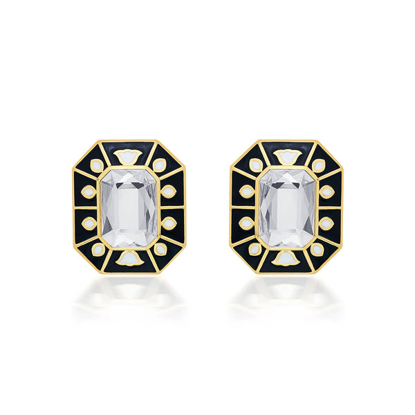 Isharya Blaze Crystal Enamel Studs Earrings