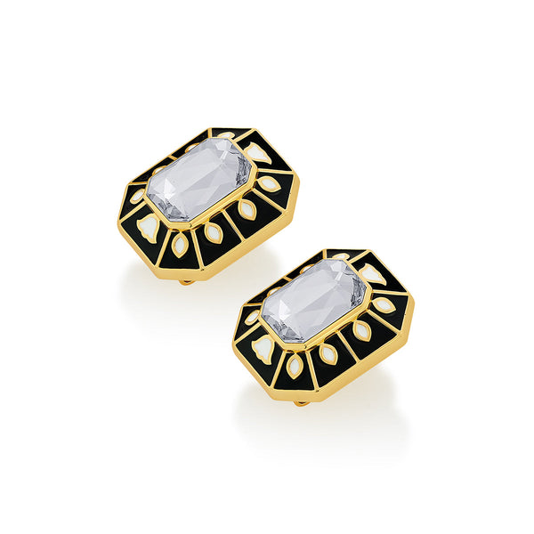Isharya Blaze Crystal Enamel Studs Earrings