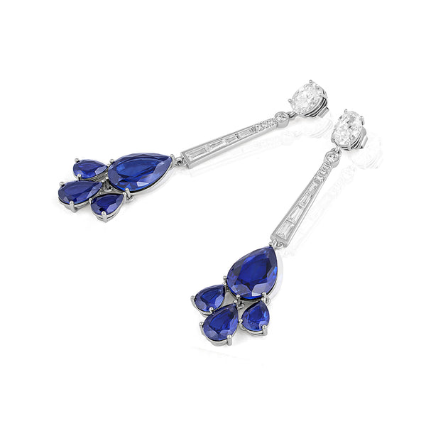 Isharya Blue Corumdum Drop Danglers Earrings Blue