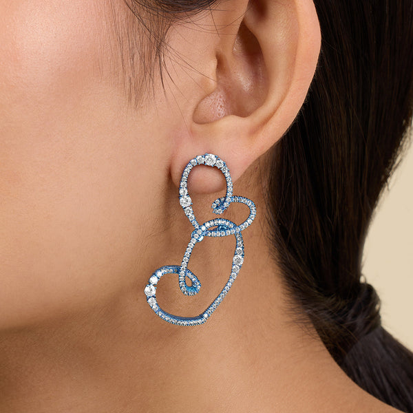 Isharya Blue Double Heart Earrings Earrings Blue