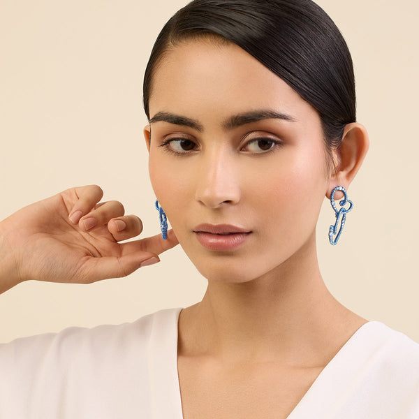Isharya Blue Double Heart Earrings Earrings Blue