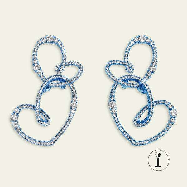isharya Blue Double Heart Earrings Earrings Blue
