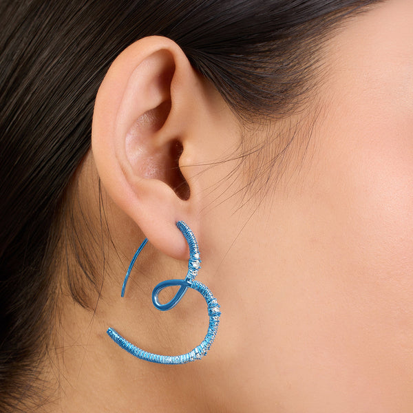 Isharya Blue Heart Hoops Earrings Blue