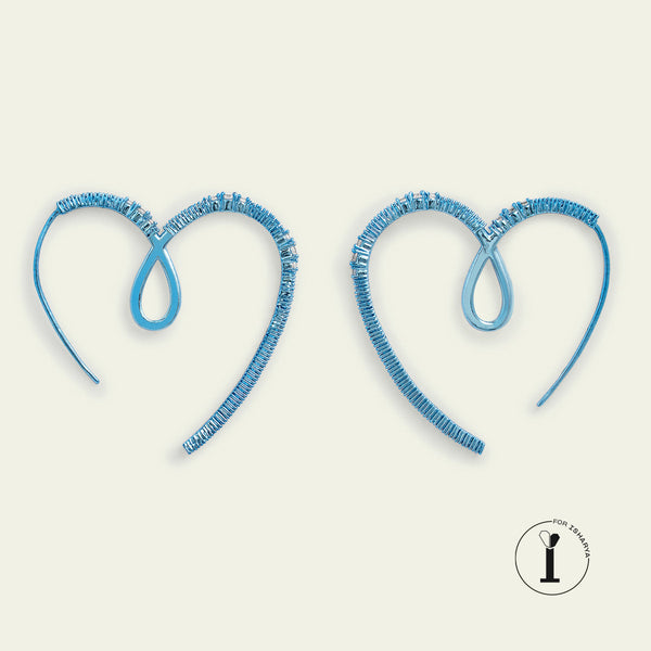 isharya Blue Heart Hoops Earrings Blue