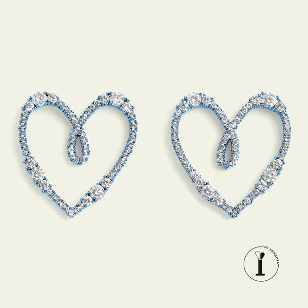 isharya Blue Heart Studs Earrings Blue