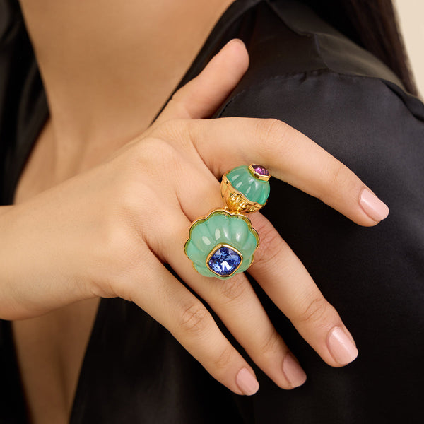 isharya Blue Melon Statement Ring Rings Free Size
