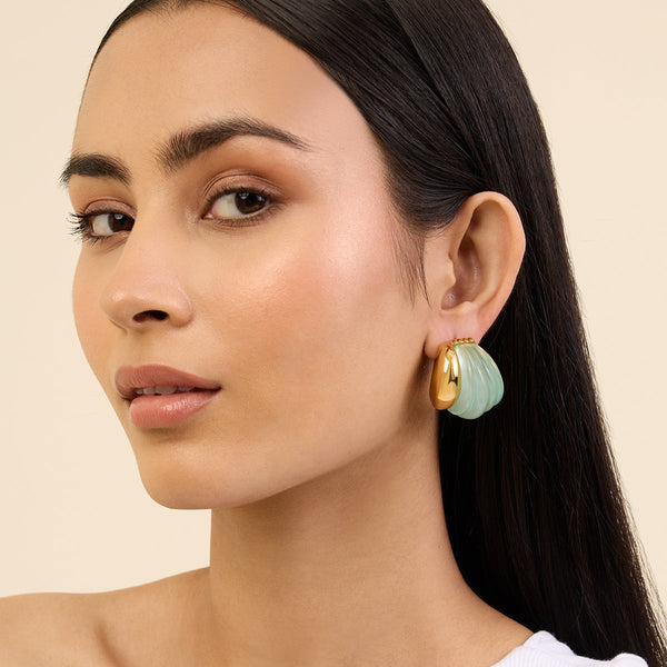 Isharya Blue Shell Hoops Earrings