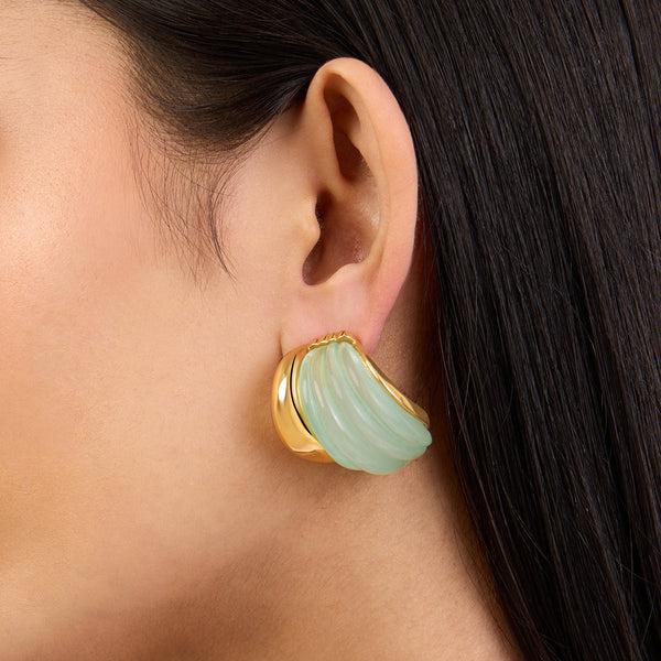 isharya Blue Shell Hoops Earrings