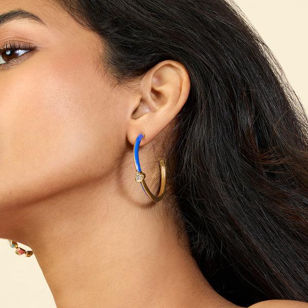 isharya Blue Sweet Heart Hoops Earrings