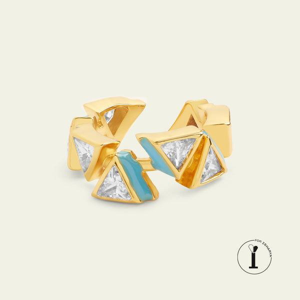 Isharya Blue Triangles Infinity Ring Rings