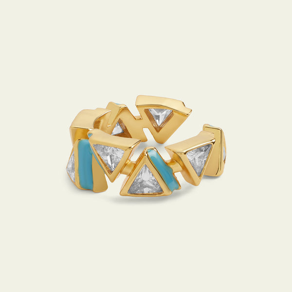 Isharya Blue Triangles Infinity Ring Rings