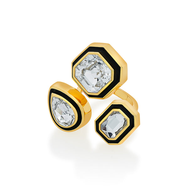 Isharya Bougie Multi-Crystal Ring Rings Silver