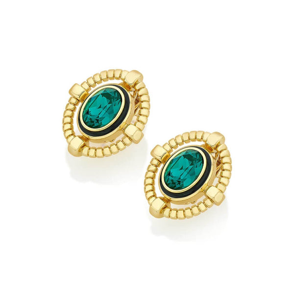 Isharya Burke Emerald Studs Earrings Green