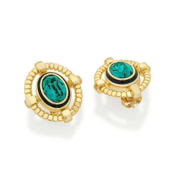 Isharya Burke Emerald Studs Earrings Green