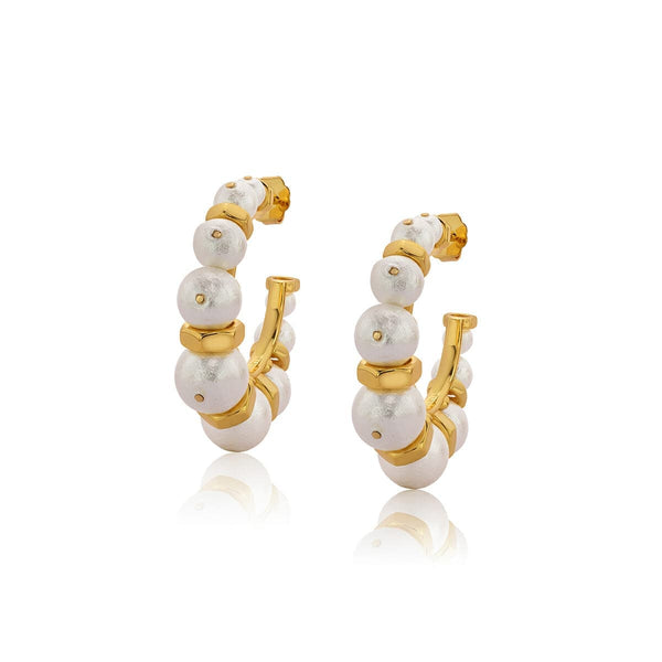 isharya Cindy Pearl Hoops Earrings White