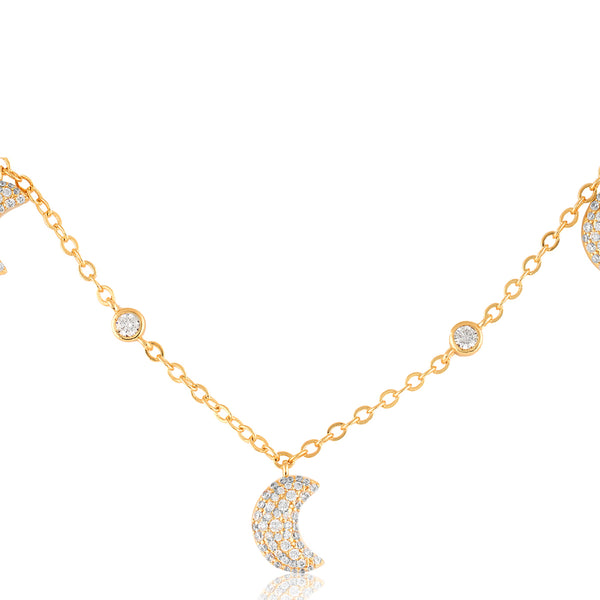 Isharya Crescent Shimmer Charm Necklace Necklaces
