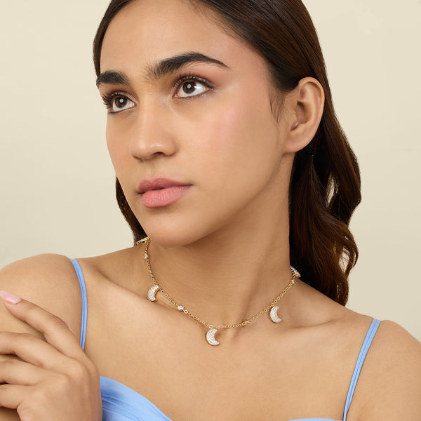 Isharya Crescent Shimmer Charm Necklace Necklaces