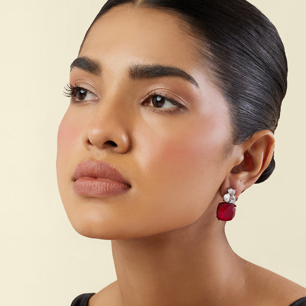 Isharya Crimson Elegance Dangler Earrings Earrings