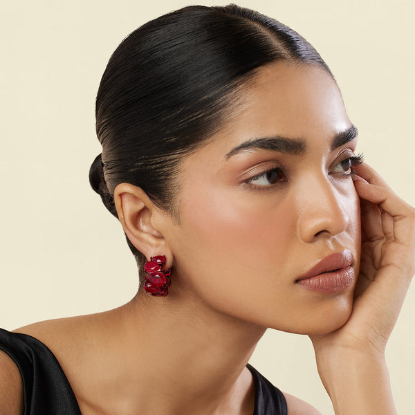 Isharya Crimson Glow Statement Hoops Earrings