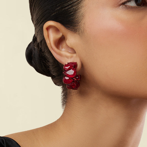 isharya Crimson Glow Statement Hoops Earrings