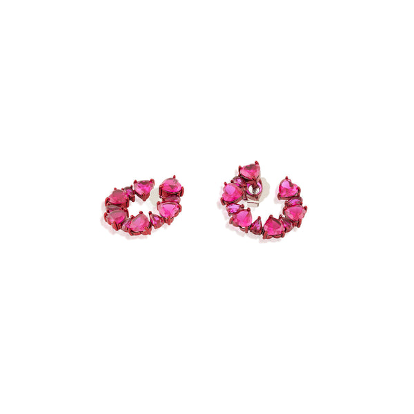 Isharya Crimson Halo Studs Earrings