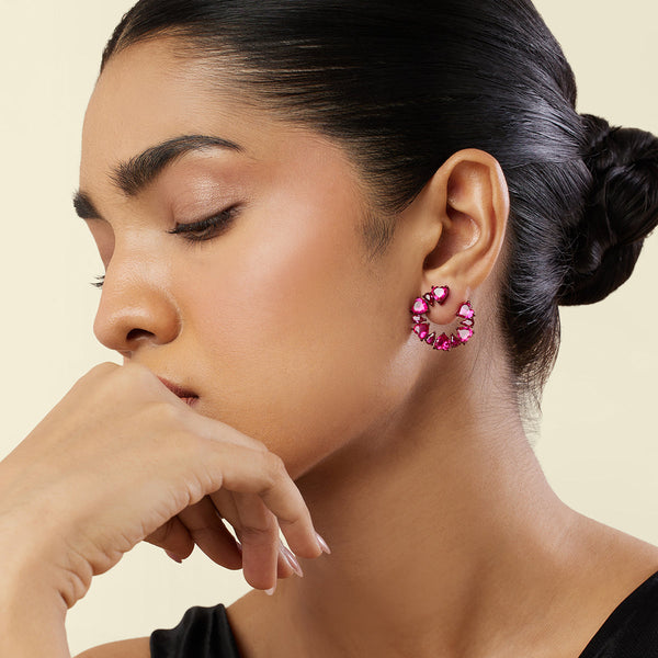 isharya Crimson Halo Studs Earrings