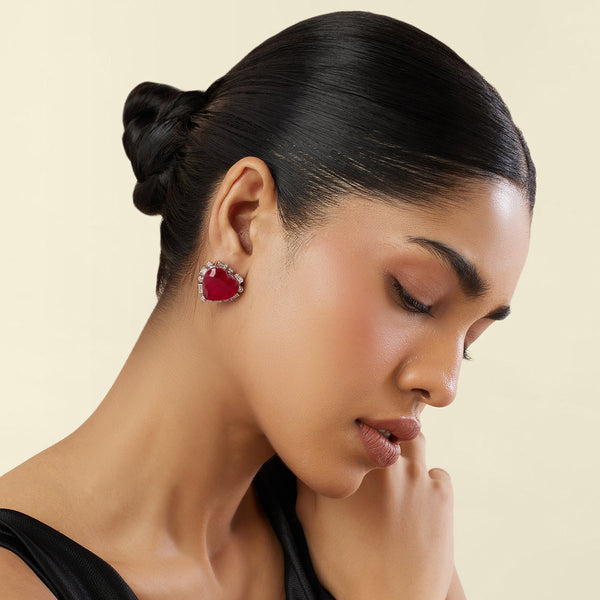 Isharya Crimson Heart Luxe Studs Earrings