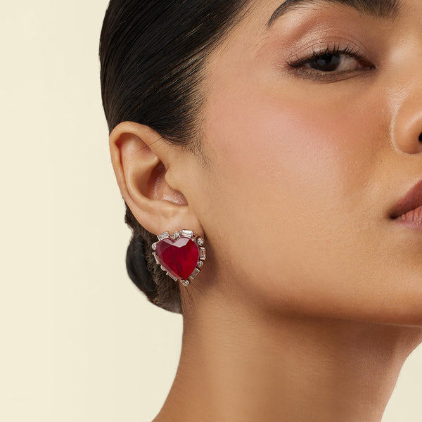 isharya Crimson Heart Luxe Studs Earrings