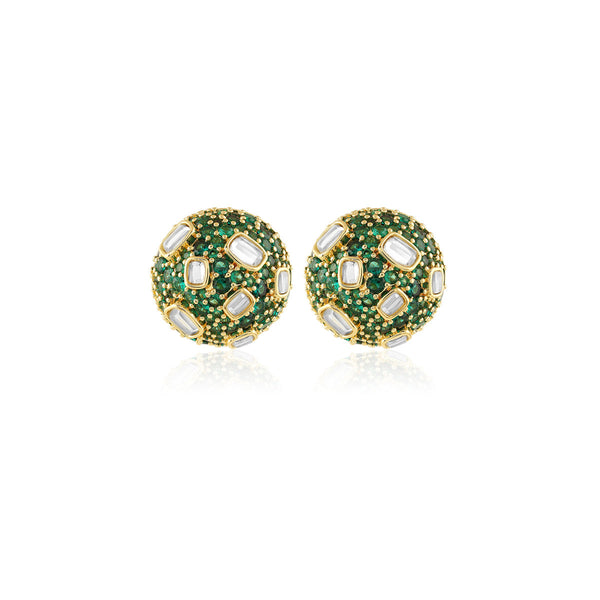 Isharya Crystal Ball Green Party Studs Earrings