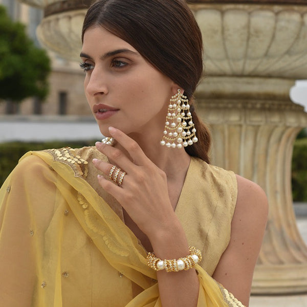 Isharya Crystal Pearl Statement Cuff Cuff Silver