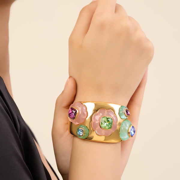 Isharya Crystal Resin Statement Cuff Bracelets M