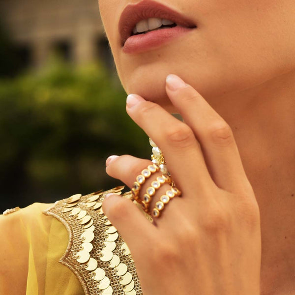 Isharya Crystal Swirl Ring Gold Rings 5