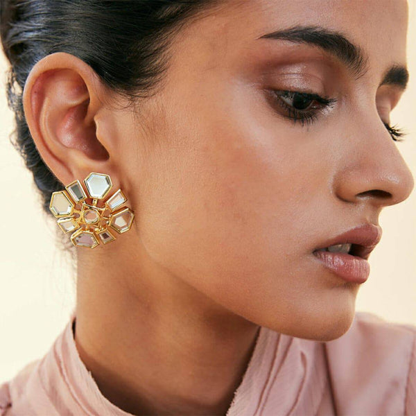 isharya Deco Mirror Cluster Earirng Earrings