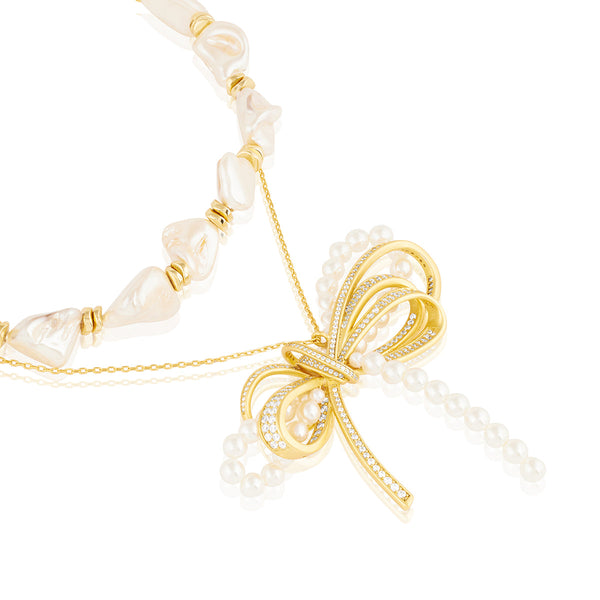 isharya Demure Bow Layered Necklace Necklaces