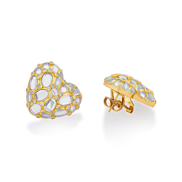 Isharya Desire Mirror Heart Studs Earrings