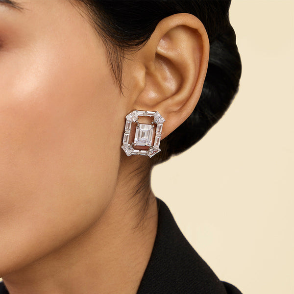 isharya Diamond Halo Studs Earrings