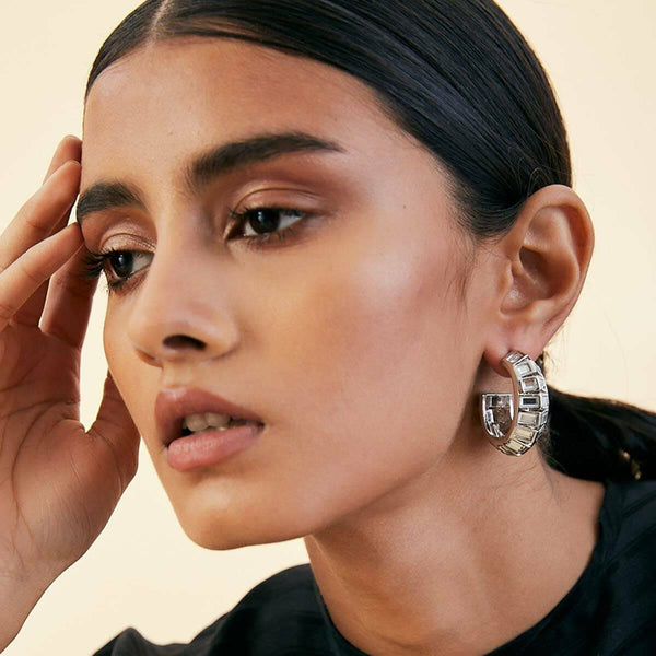 Isharya Disco Mirror Rib Hoop Earring Earrings
